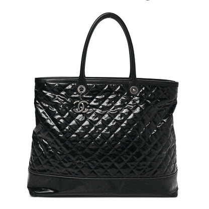 Chanel Calfskin Coated Canvas Quilted Tote Black 1 of 9