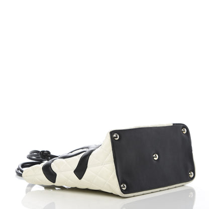 Chanel Calfskin Quilted Large Cambon Tote White Black 4 of 13