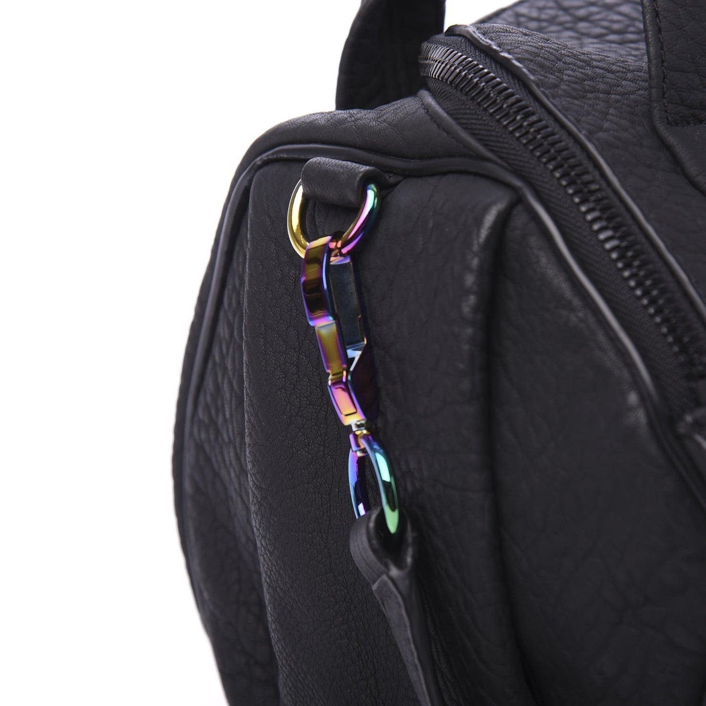 Pebbled Lambskin Rockie Black Iridescent Hardware
