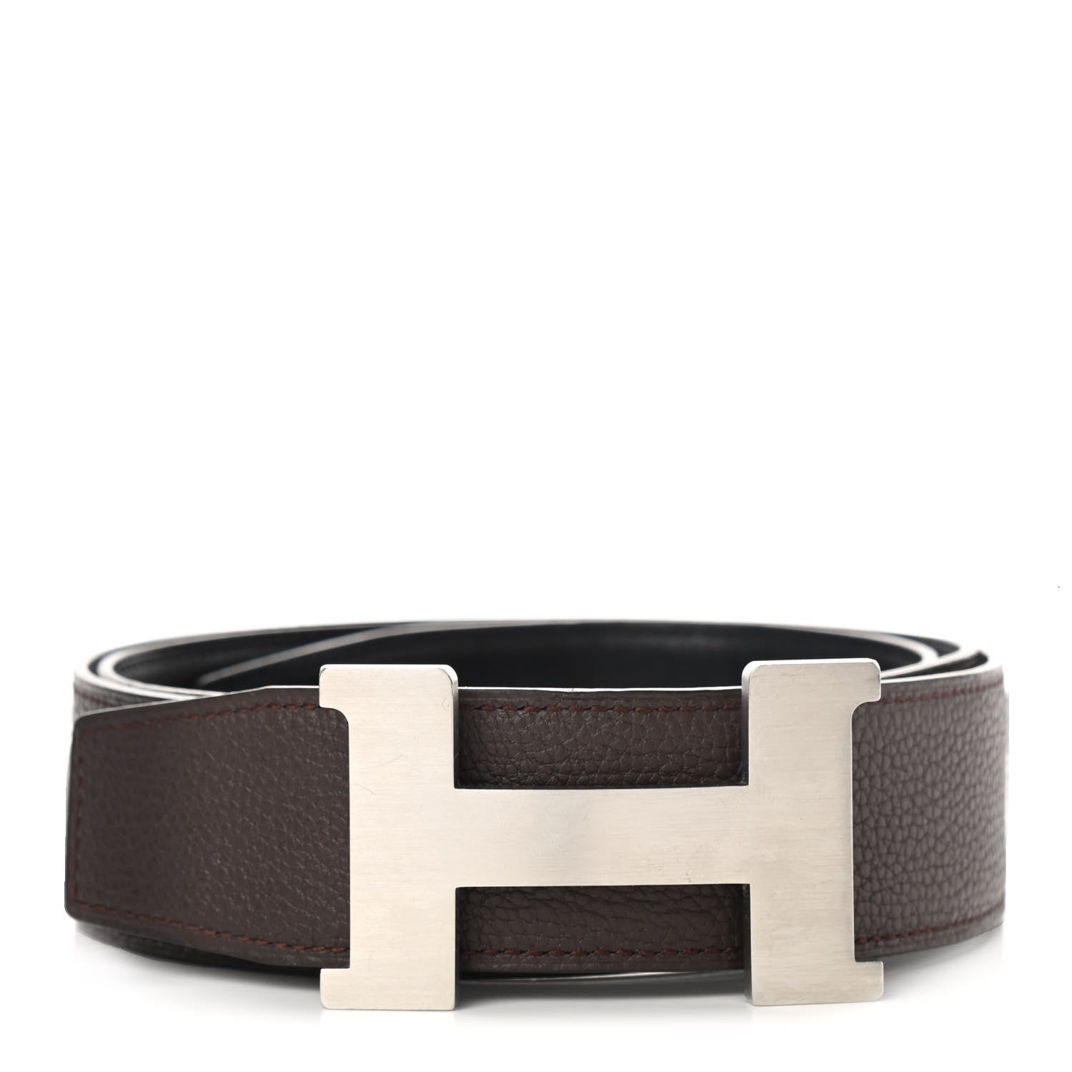 Hermes Box Togo 32mm Constance H Belt 100 Black Chocolate 1 of 9