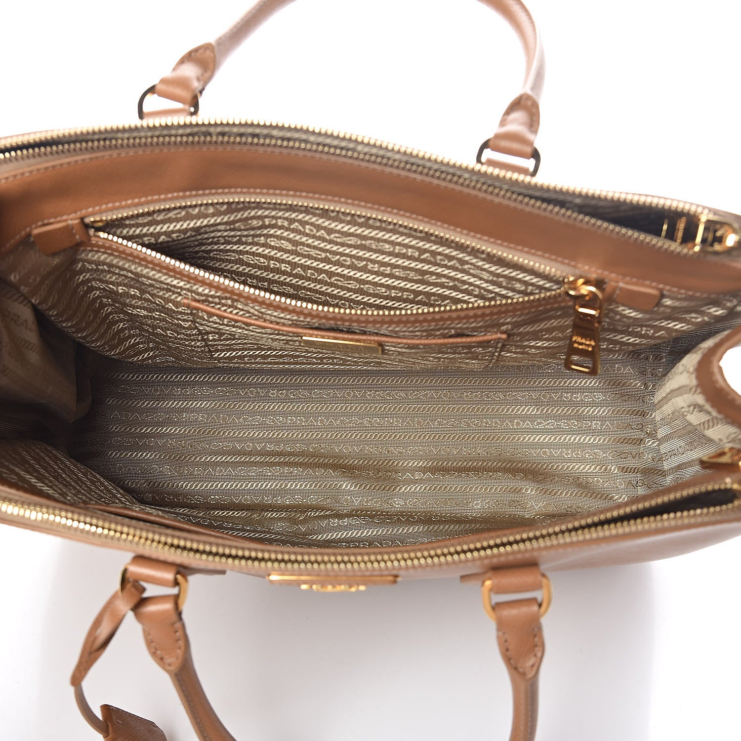 Prada Saffiano Large Galleria Double Zip Tote Caramel 5 of 9