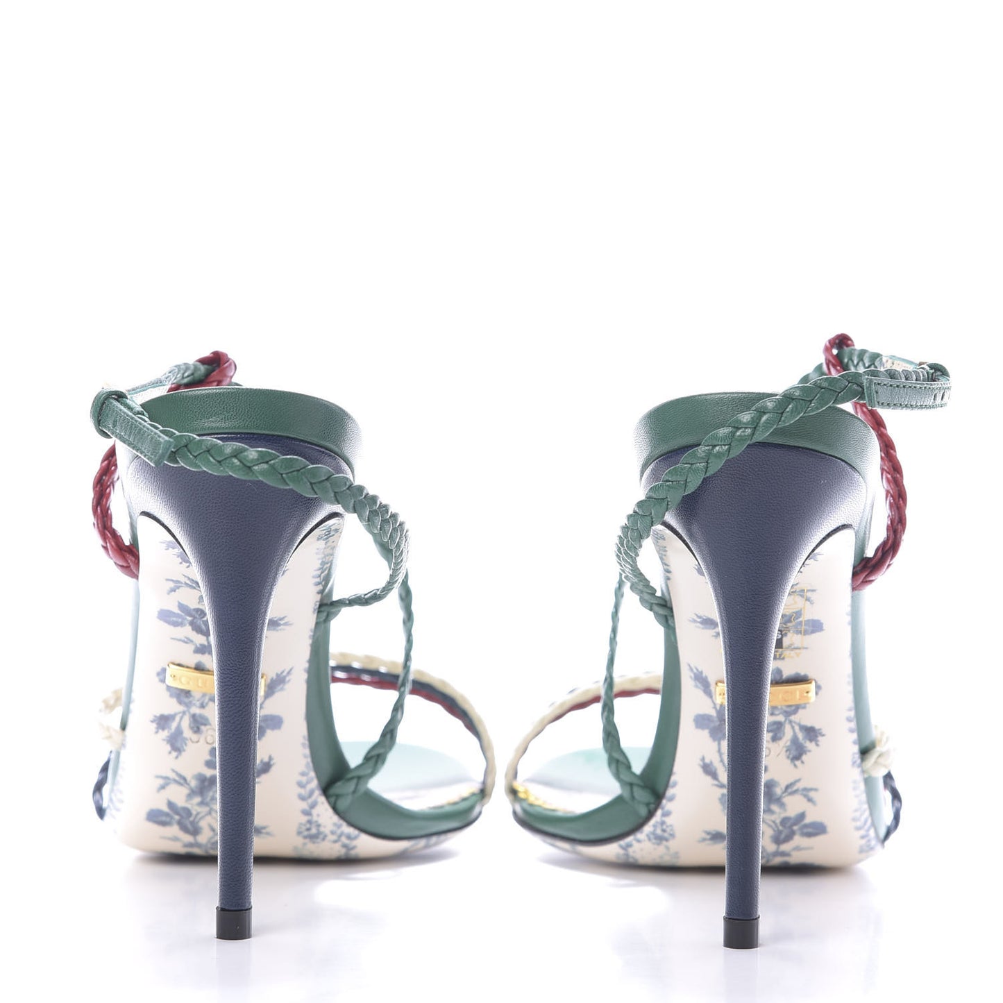 Malaga Kid Braided Haines High Heel Sandals 36.5 Emerald