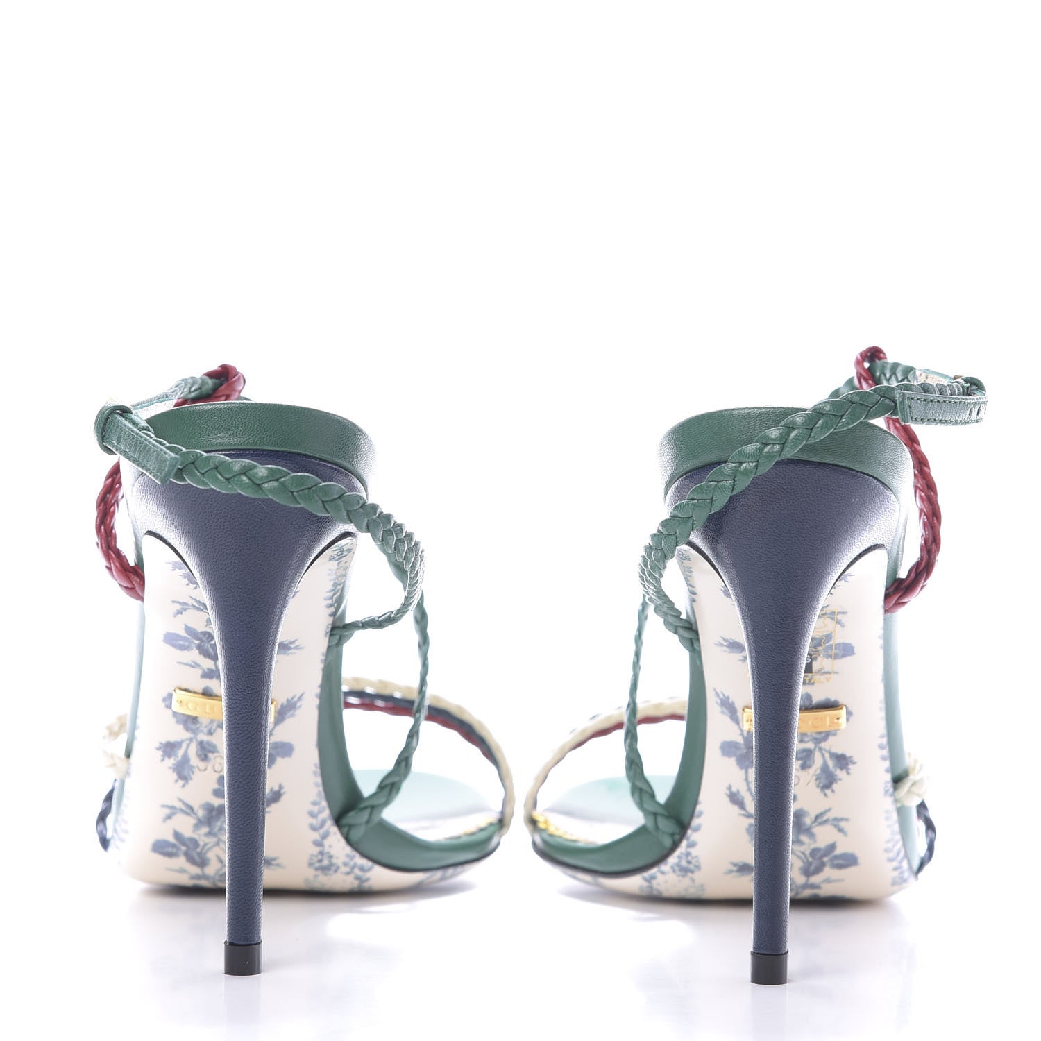 Gucci Malaga Kid Braided Haines High Heel Sandals 36.5 Emerald 5 of 10