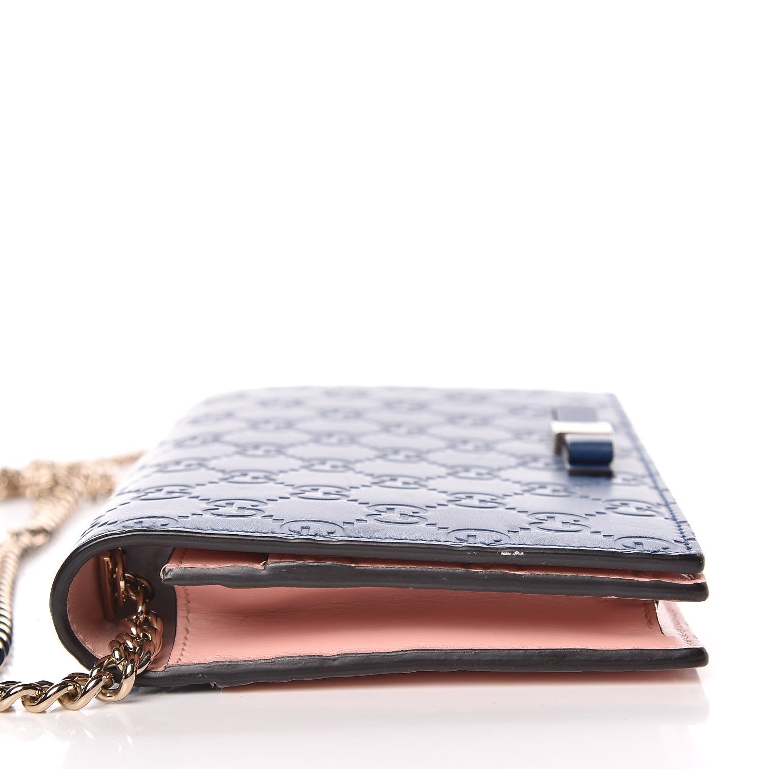 Gucci Guccissima Signature Bi-Color Bowy Chain Wallet Blue Dark Cipria 16 of 16