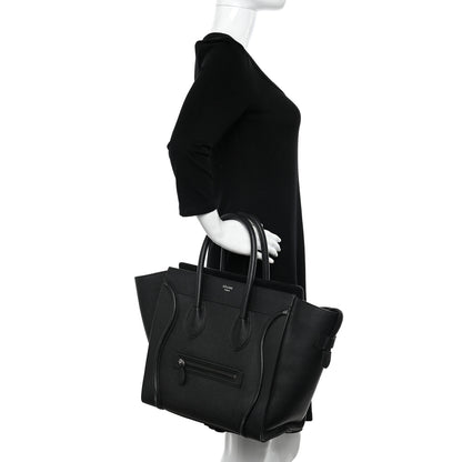 Celine Drummed Calfskin Mini Luggage Black 2 of 10
