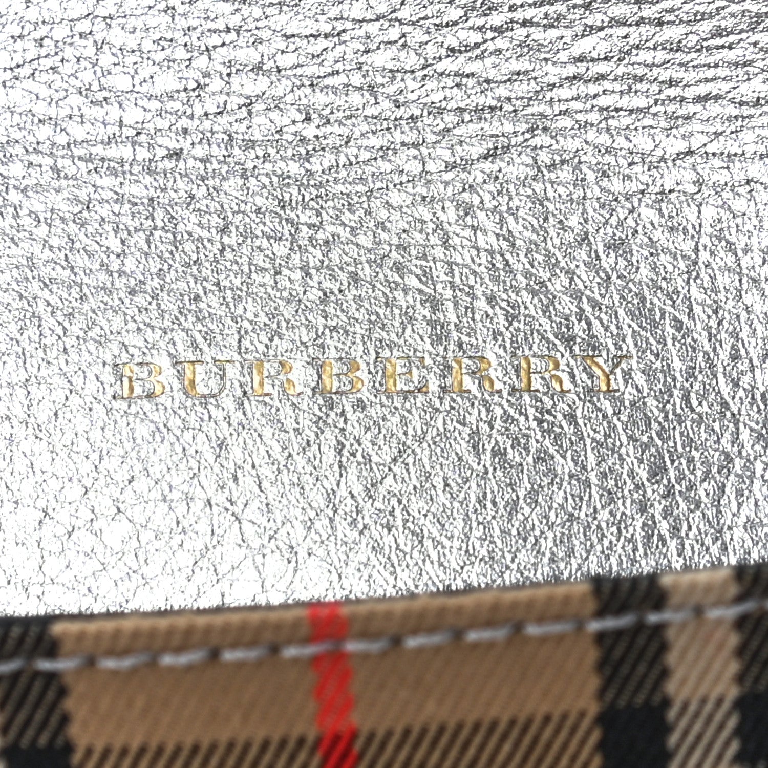 Burberry Canvas Smooth Calfskin 1983 Knight Check Medium Envelope Pouch Silver 6 of 7