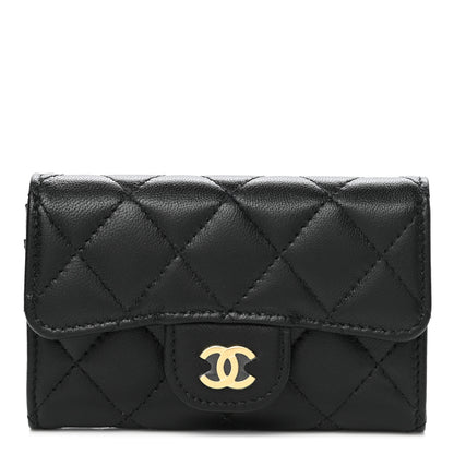 Chanel Lambskin Quilted Flap Card Holder Wallet Black 1 of 9