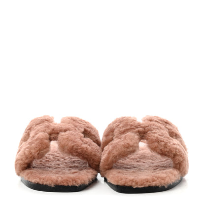 Hermes Woolskin Oran Sandals 36.5 Rose Aube 2 of 5