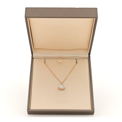 Bulgari 18K Rose Gold Diamond Mother of Pearl Divas' Dream Pave Pendant Necklace 5 of 5