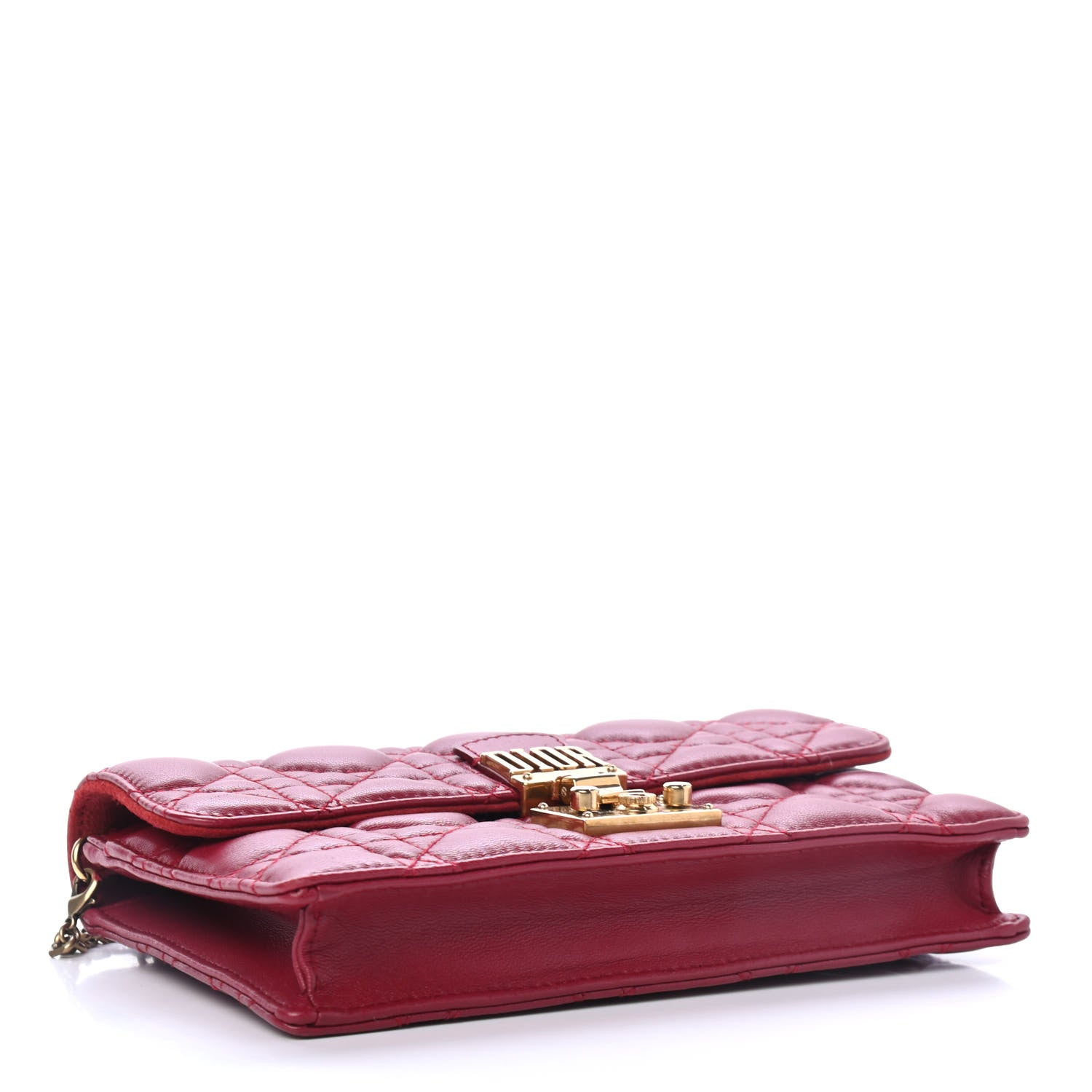 Christian Dior Lambskin Cannage Dioraddict Wallet on Chain Clutch Fuchsia 3 of 4