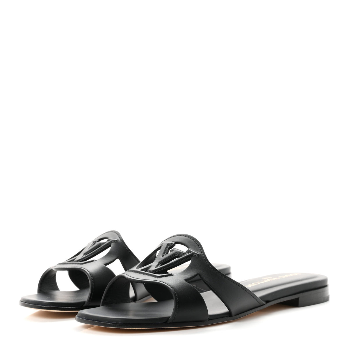 Louis Vuitton Calfskin LV Isola Flat Sandals 38 Black 4 of 9