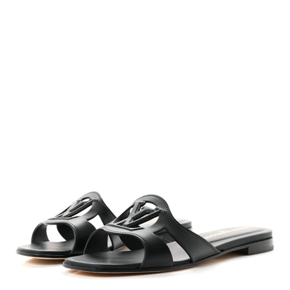 Louis Vuitton Calfskin LV Isola Flat Sandals 38 Black 4 of 9