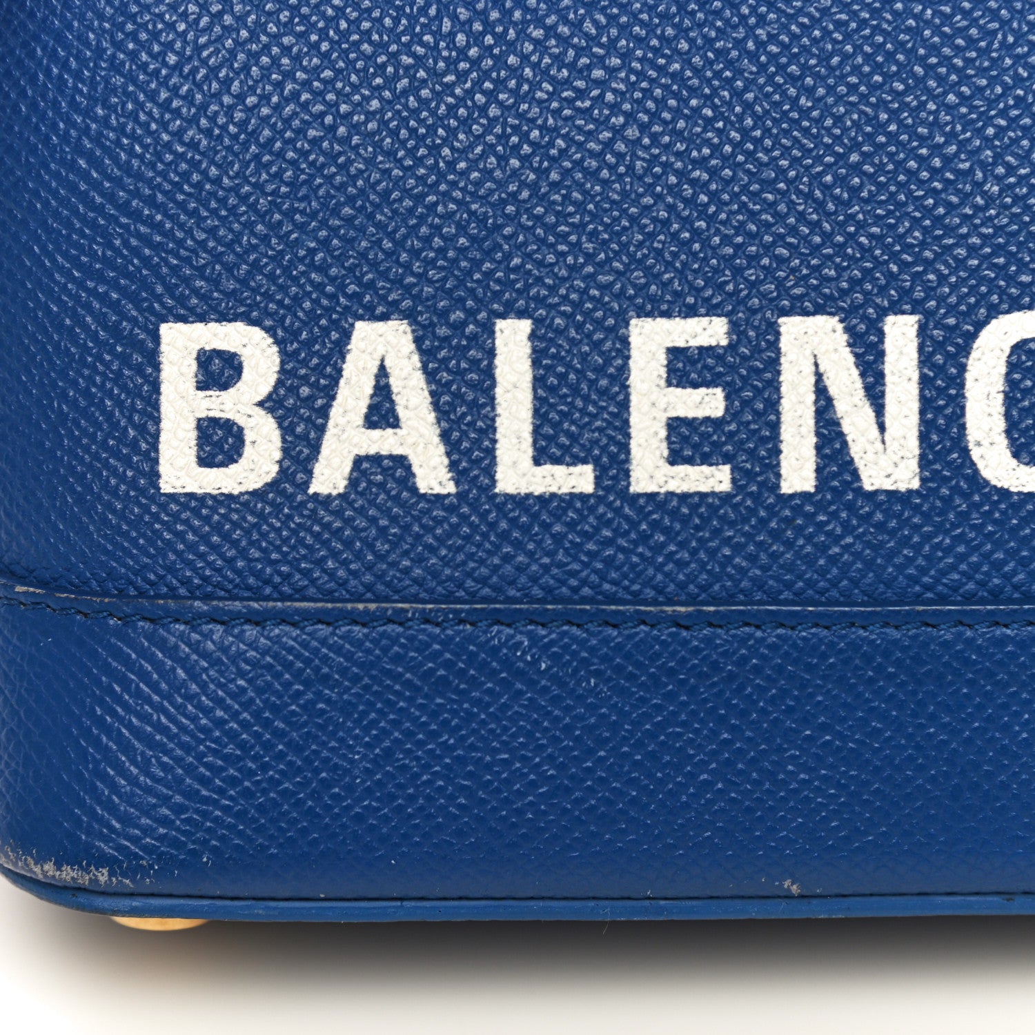 Balenciaga Signature Grained Calfskin Logo XXS Ville Top Handle Bag Bleu Roi White 13 of 20