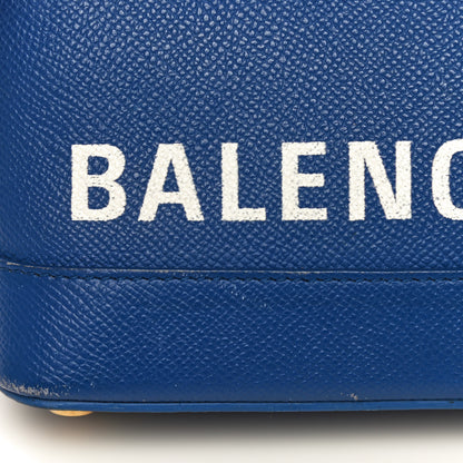 Balenciaga Signature Grained Calfskin Logo XXS Ville Top Handle Bag Bleu Roi White 13 of 20