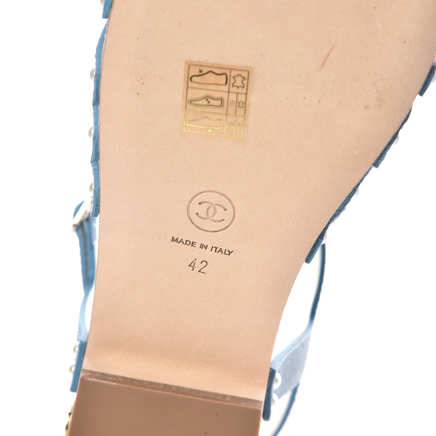 Chanel Cork Wood Calfskin Strappy Sandals 42 Blue 7 of 10