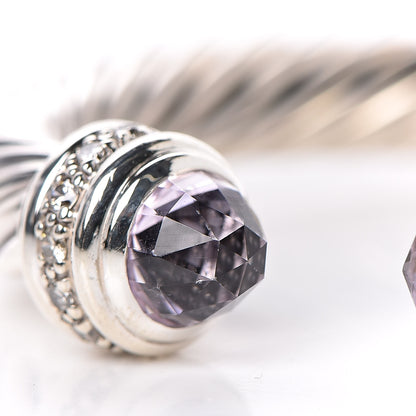 David Yurman Sterling Silver Diamond Amethyst 7mm Cable Classics Bracelet 4 of 6