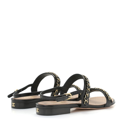 Chanel Patent Calfskin CC Chain Sandals 36 Black 3 of 13