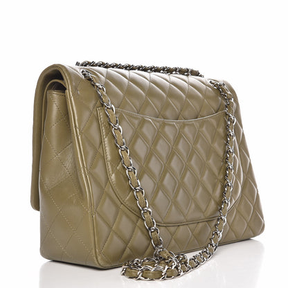Chanel Lambskin Quilted Maxi Double Flap Green 3 of 7