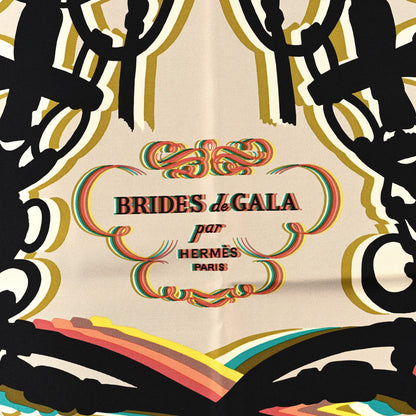 Hermes Silk Brides De Gala Shadow Scarf 90 Beige Ebene Jaune 2 of 3