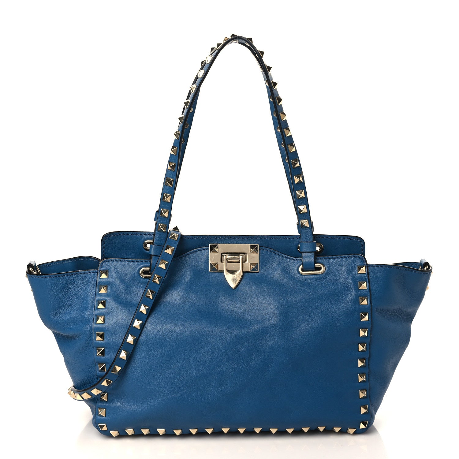 Valentino Garavani Vitello Small Rockstud Tote Blue Delft 1 of 9