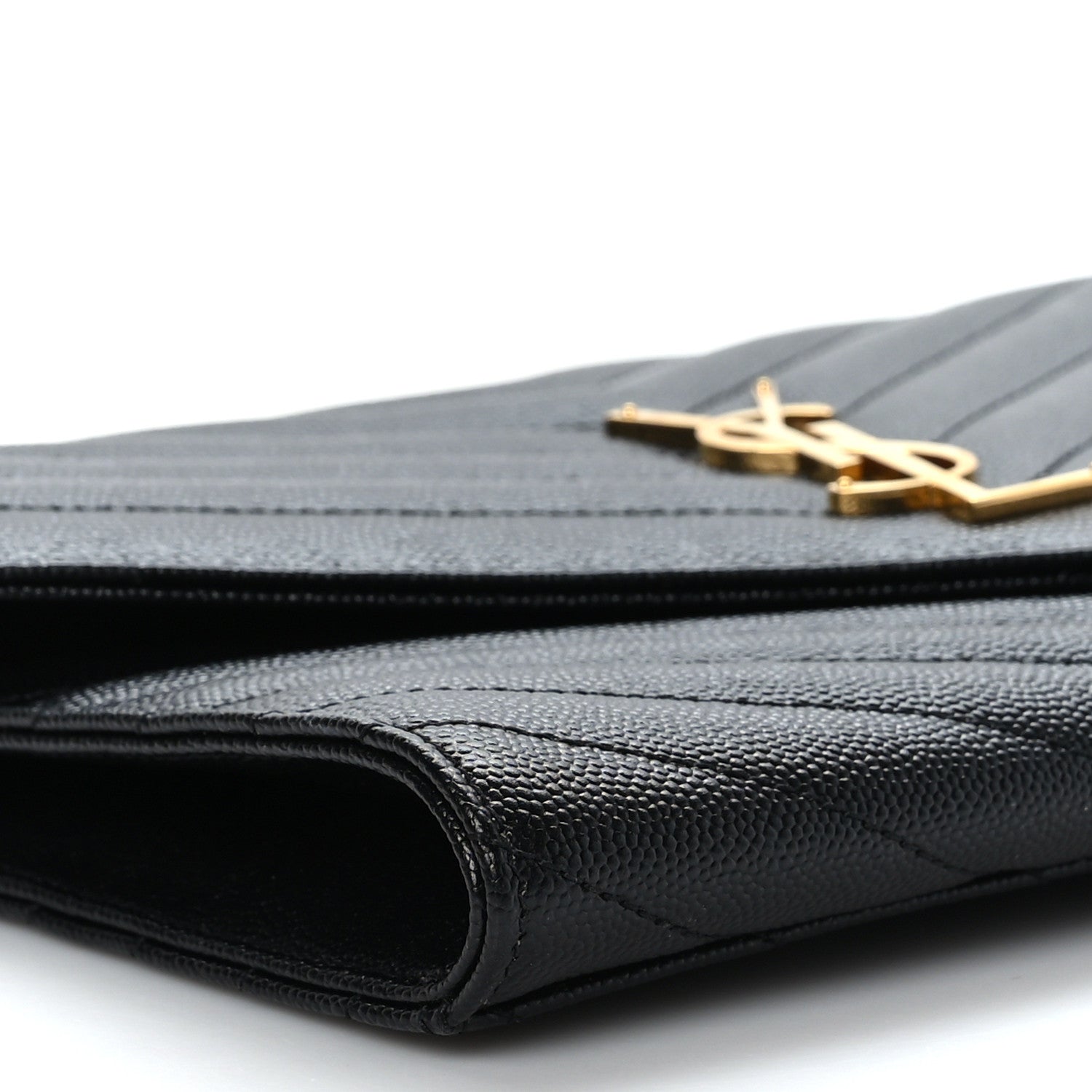 Saint Laurent Grain De Poudre Matelasse Chevron Monogram Envelope Clutch Black 8 of 9