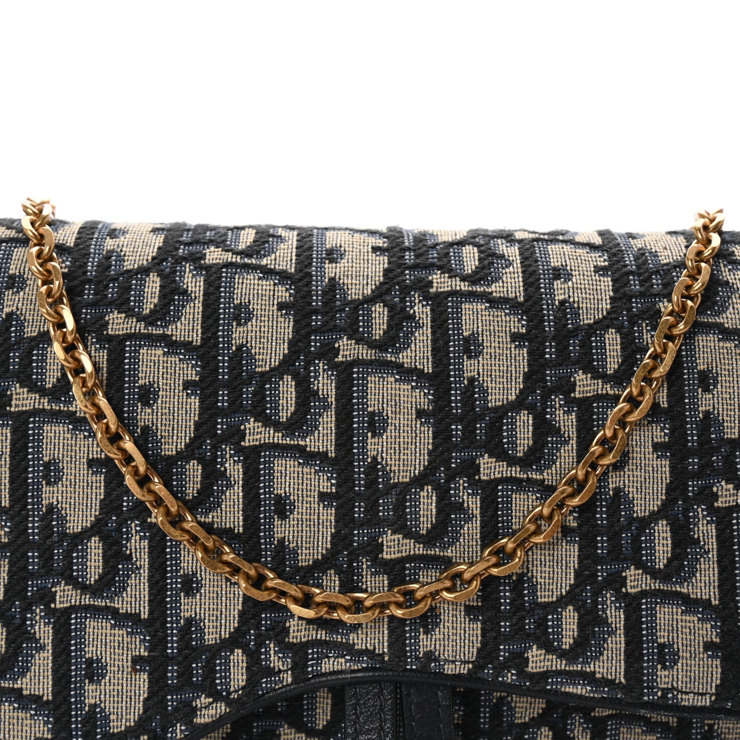 Christian Dior Oblique Saddle Chain Pouch Blue 7 of 9