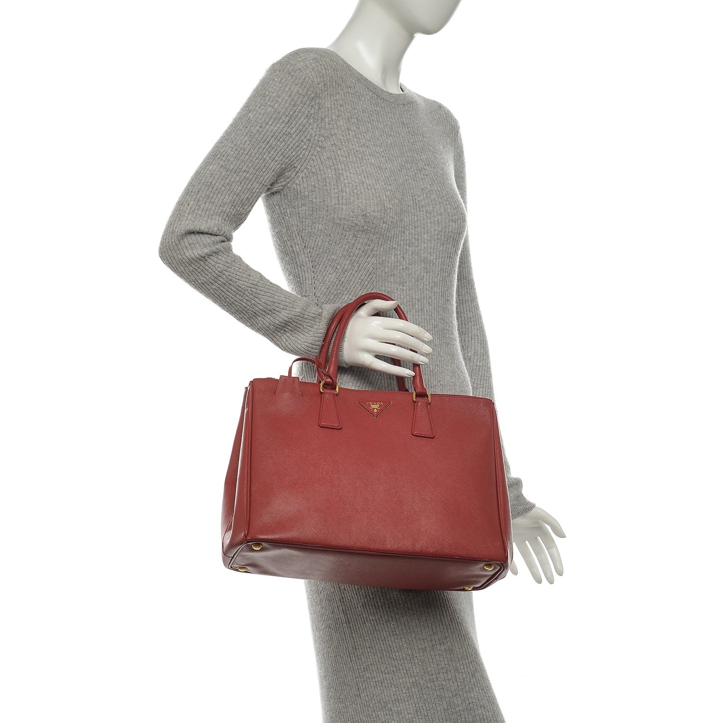 Saffiano Large Galleria Double Zip Tote Fuoco
