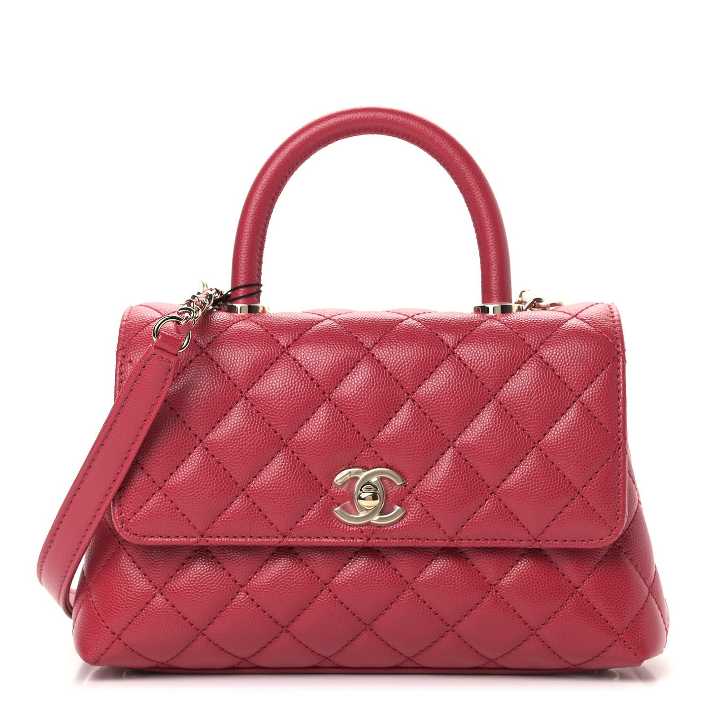 Caviar Quilted Mini Coco Handle Flap Dark Pink