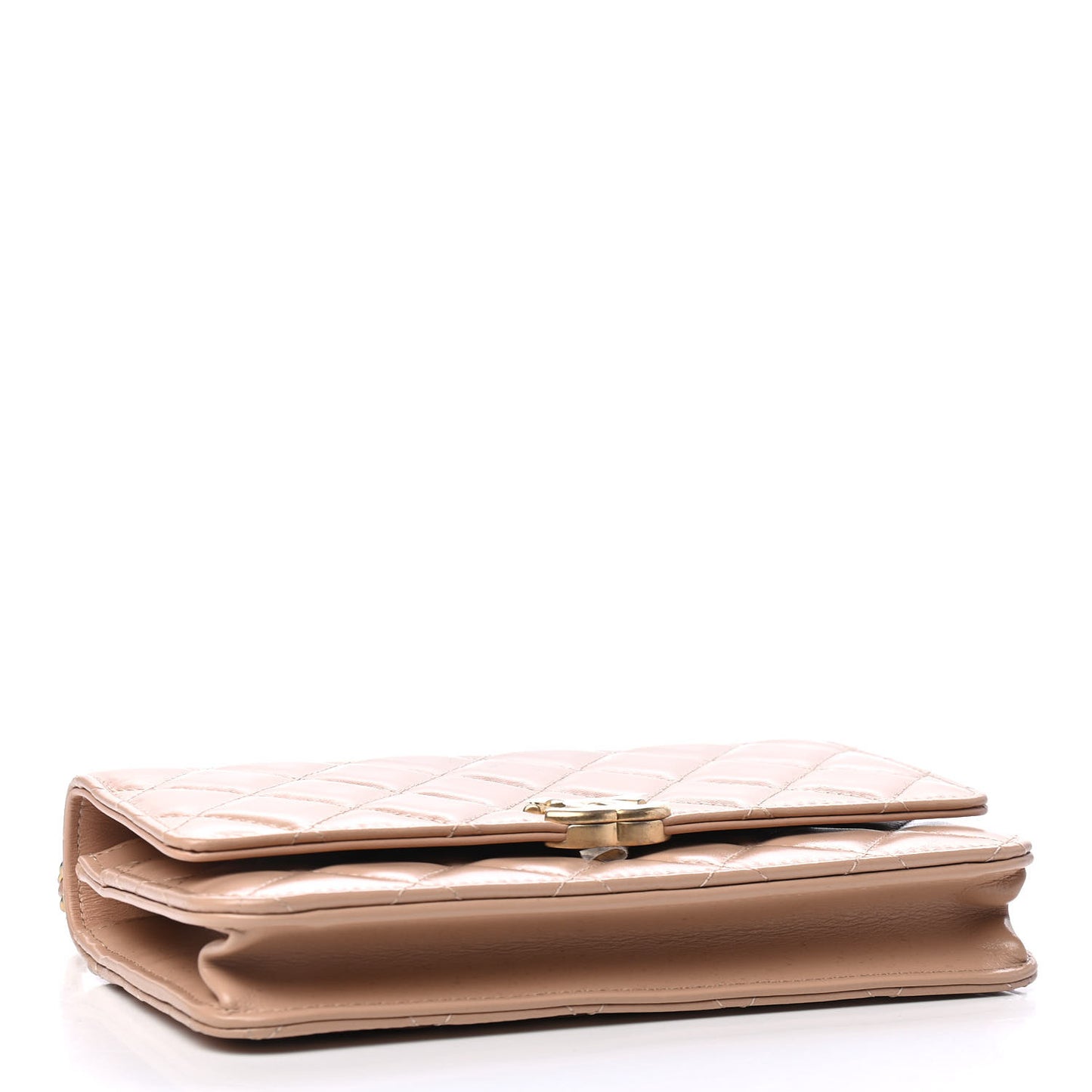 Calfskin Quilted Perfect Fit Wallet On Chain WOC Beige