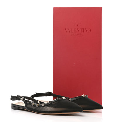 Valentino Garavani Mesh Rockstud Slingback Flats 38 Black 9 of 9