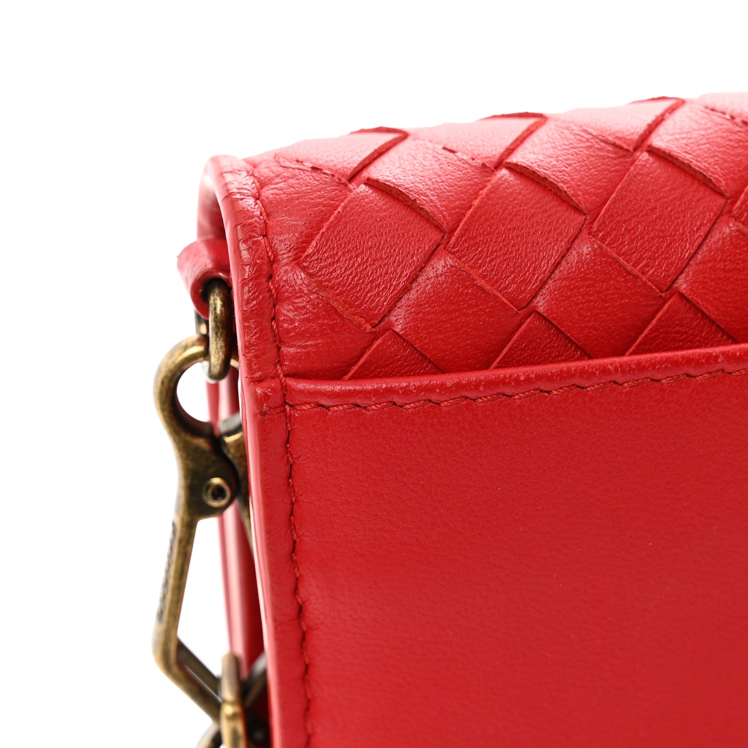 Bottega Veneta Nappa Intrecciato Continental Wallet on Chain Red 13 of 14