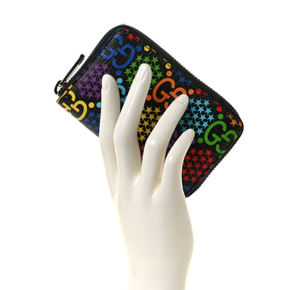 Gucci GG Supreme Monogram Psychedelic Zip Around Card Case Wallet Black 2 of 9