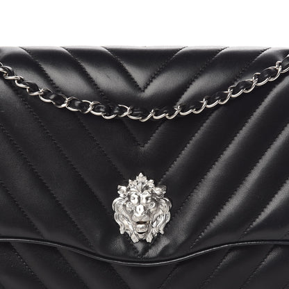 Chanel Lambskin Chevron Jumbo Leo Lion Flap Black 10 of 19