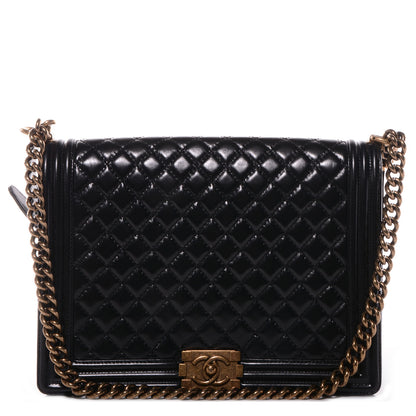 Chanel Glazed Calfskin Quilted Large Boy Flap Black 1 of 9