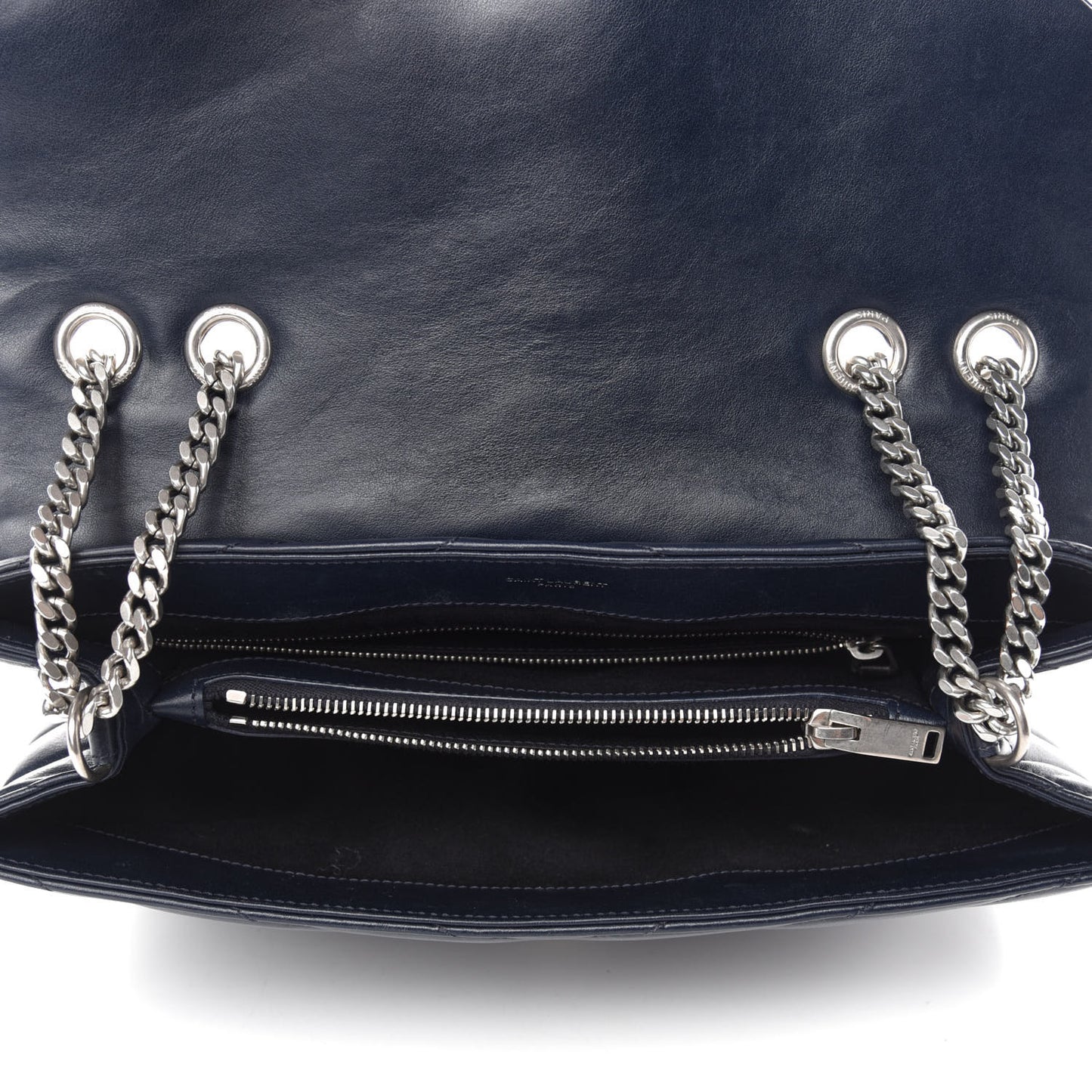 Calfskin Y Quilted Monogram Medium Loulou Chain Satchel Medium Blue