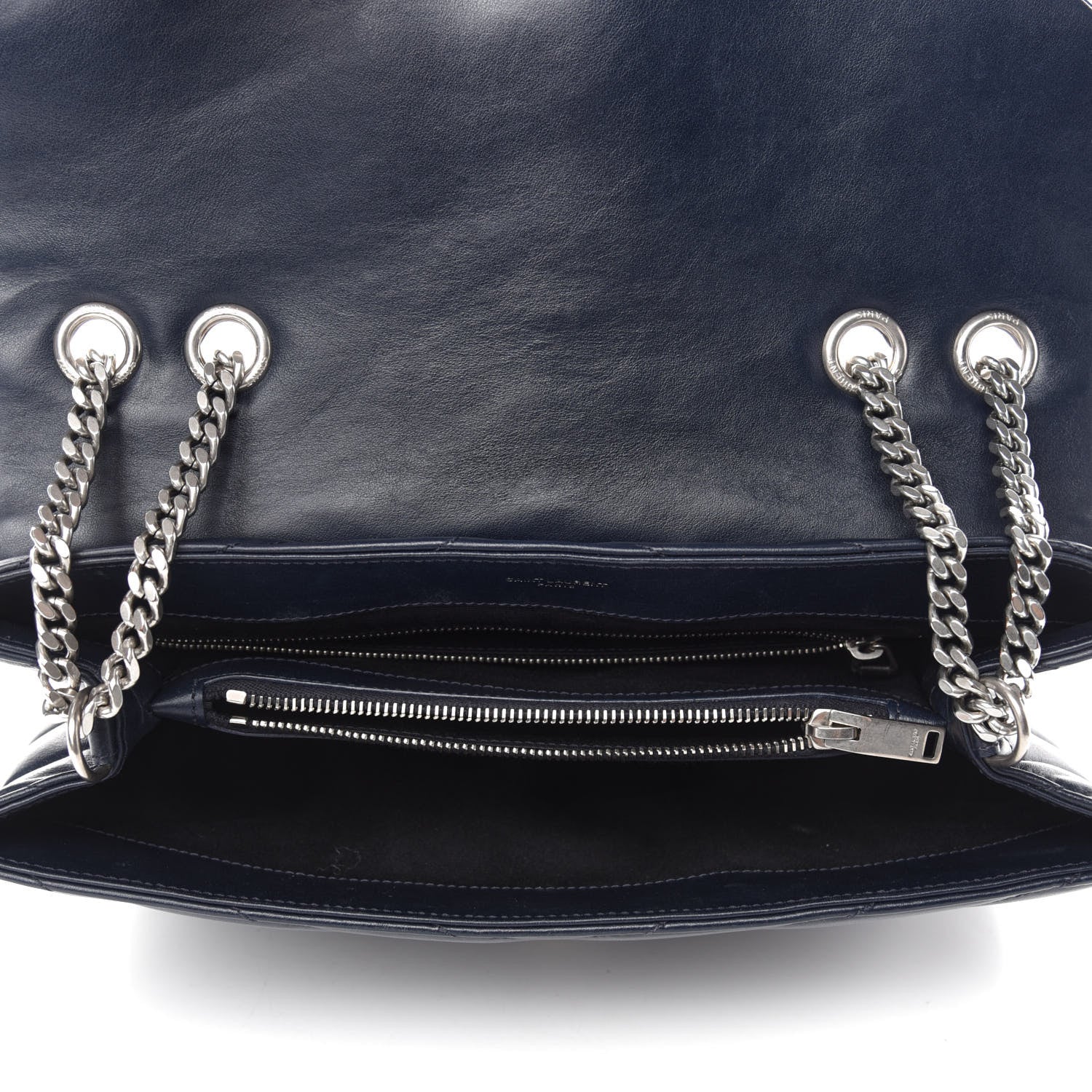 Saint Laurent Calfskin Y Quilted Monogram Medium Loulou Chain Satchel Medium Blue 5 of 11