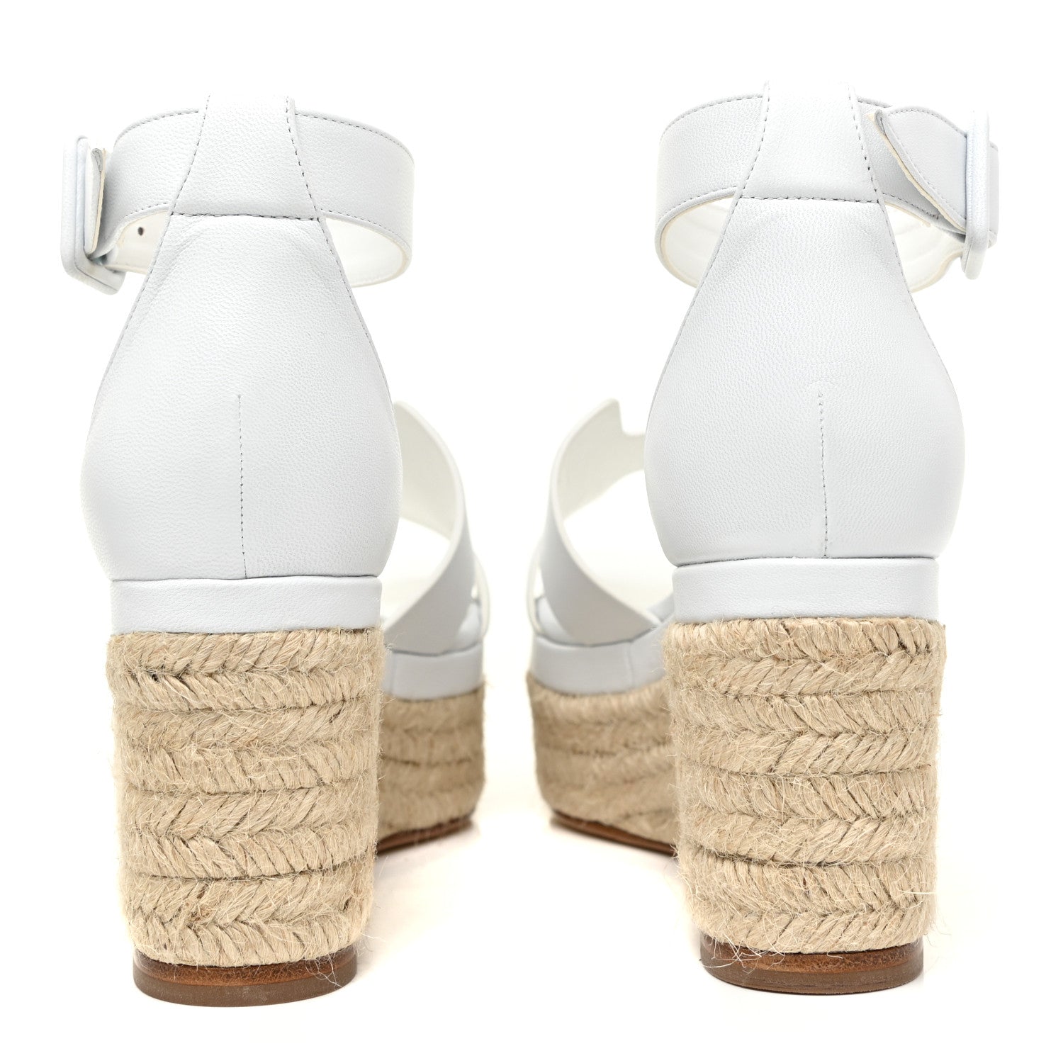 Hermes Goatskin Elda Espadrille Wedge Sandals 37 White 4 of 9