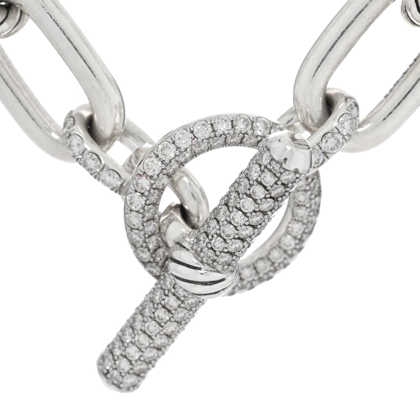 Sterling Silver Diamond 11mm Madison Toggle Chain Necklace