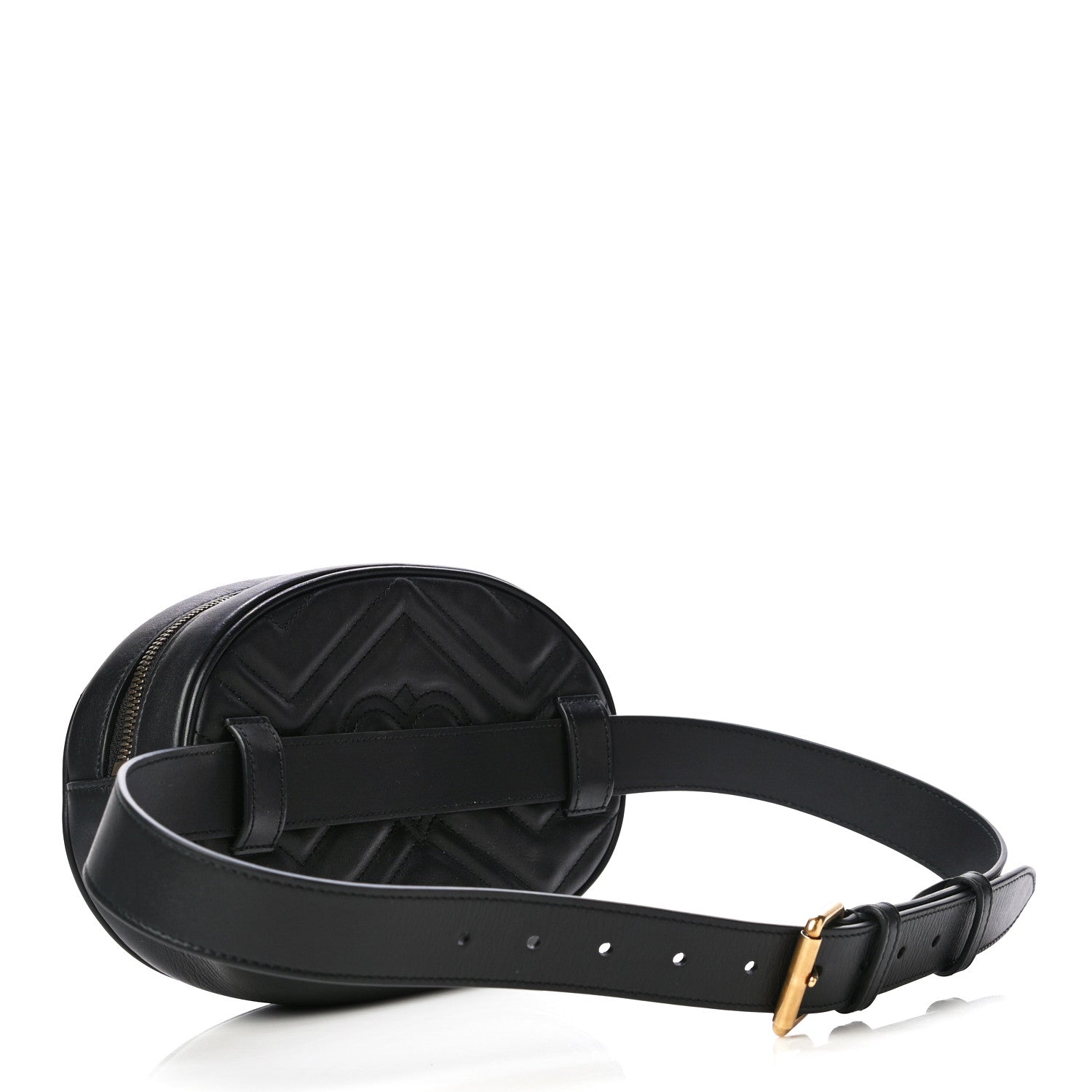 Gucci Calfskin Matelasse GG Marmont Belt Bag 85 34 Black 3 of 13