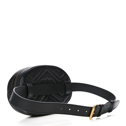 Gucci Calfskin Matelasse GG Marmont Belt Bag 85 34 Black 3 of 13