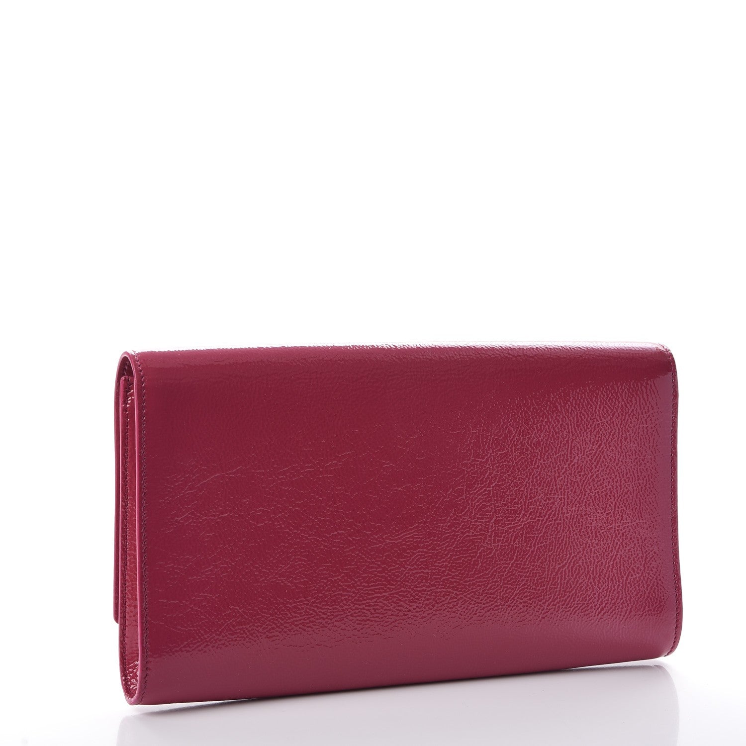 Saint Laurent Textured Patent Monogram Large Belle De Jour Clutch Fuchsia 3 of 7