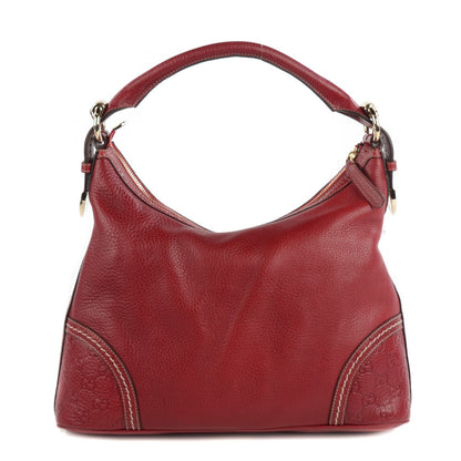 Gucci Pebbled Calfskin Guccissima Trim Medium Signoria Hobo Red 1 of 7