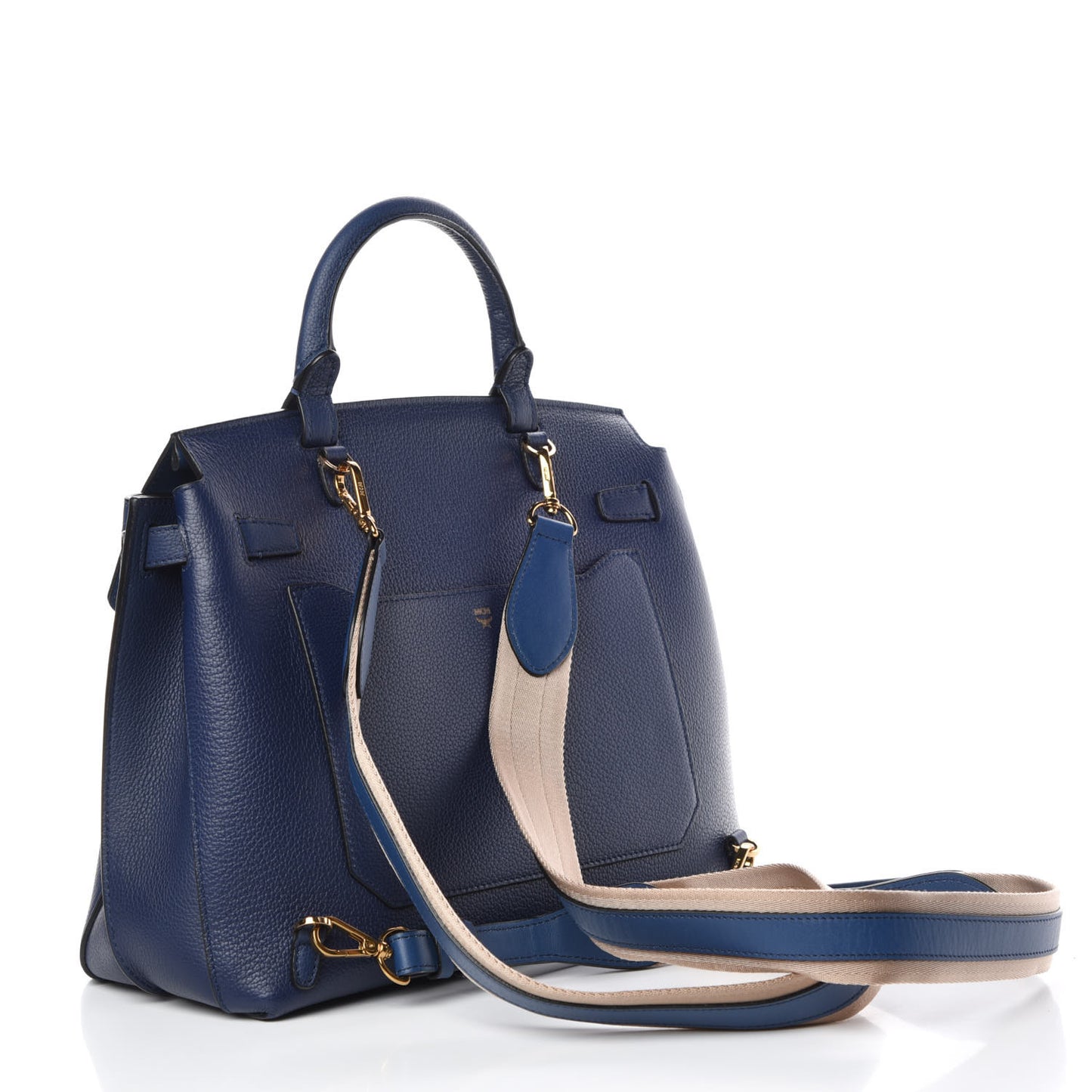 Pebbled Calfskin Medium Milla Backpack Navy Blue
