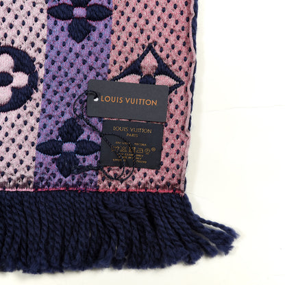 Louis Vuitton Wool Silk Rainbow Logomania Scarf Navy 3 of 3
