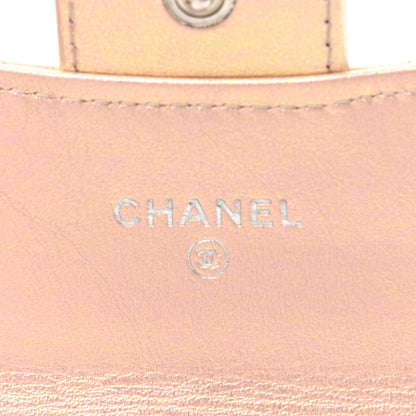 Chanel Iridescent Calfskin Quilted Flap Card Holder Wallet Pink 6 of 9