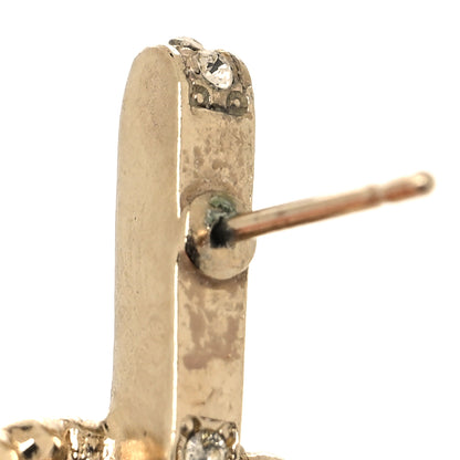 Chanel Metal Crystal CC Drop Earrings Gold 5 of 5