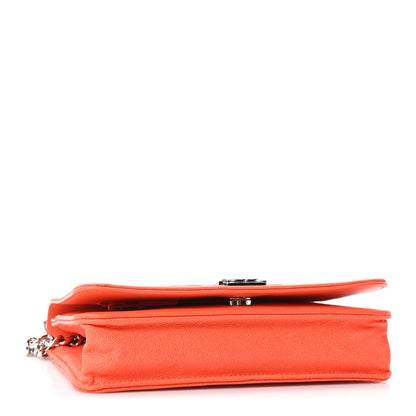 Chanel Caviar Quilted Boy Wallet On Chain WOC Orange 4 of 10