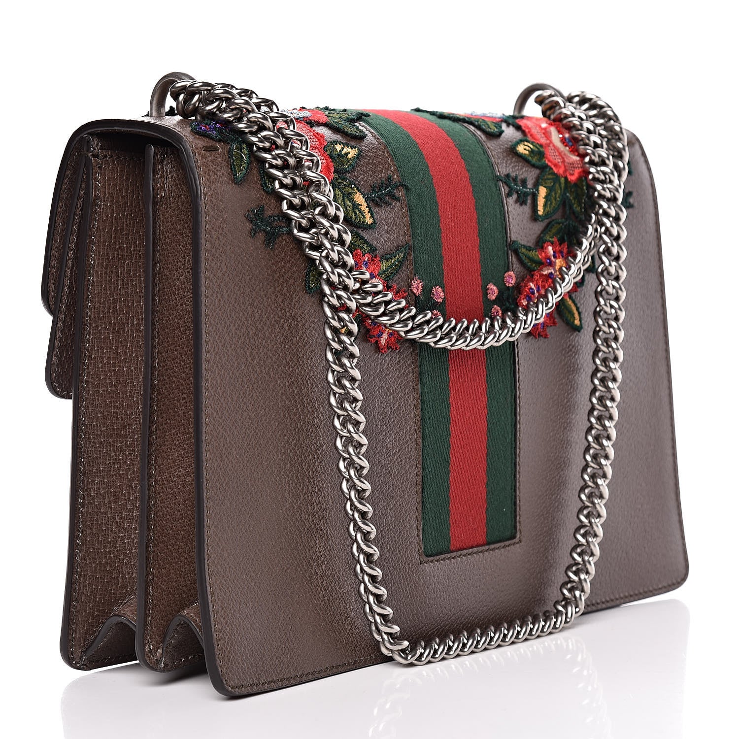 Gucci Calfskin Web Owl Embroidered Medium Dionysus Shoulder Bag New Acero Multicolor 3 of 13