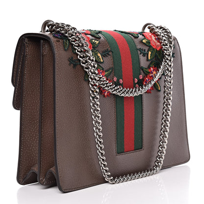 Gucci Calfskin Web Owl Embroidered Medium Dionysus Shoulder Bag New Acero Multicolor 3 of 13