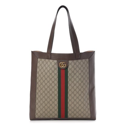 Gucci GG Supreme Monogram Web Large Ophidia Vertical Shopping Tote Brown 1 of 14